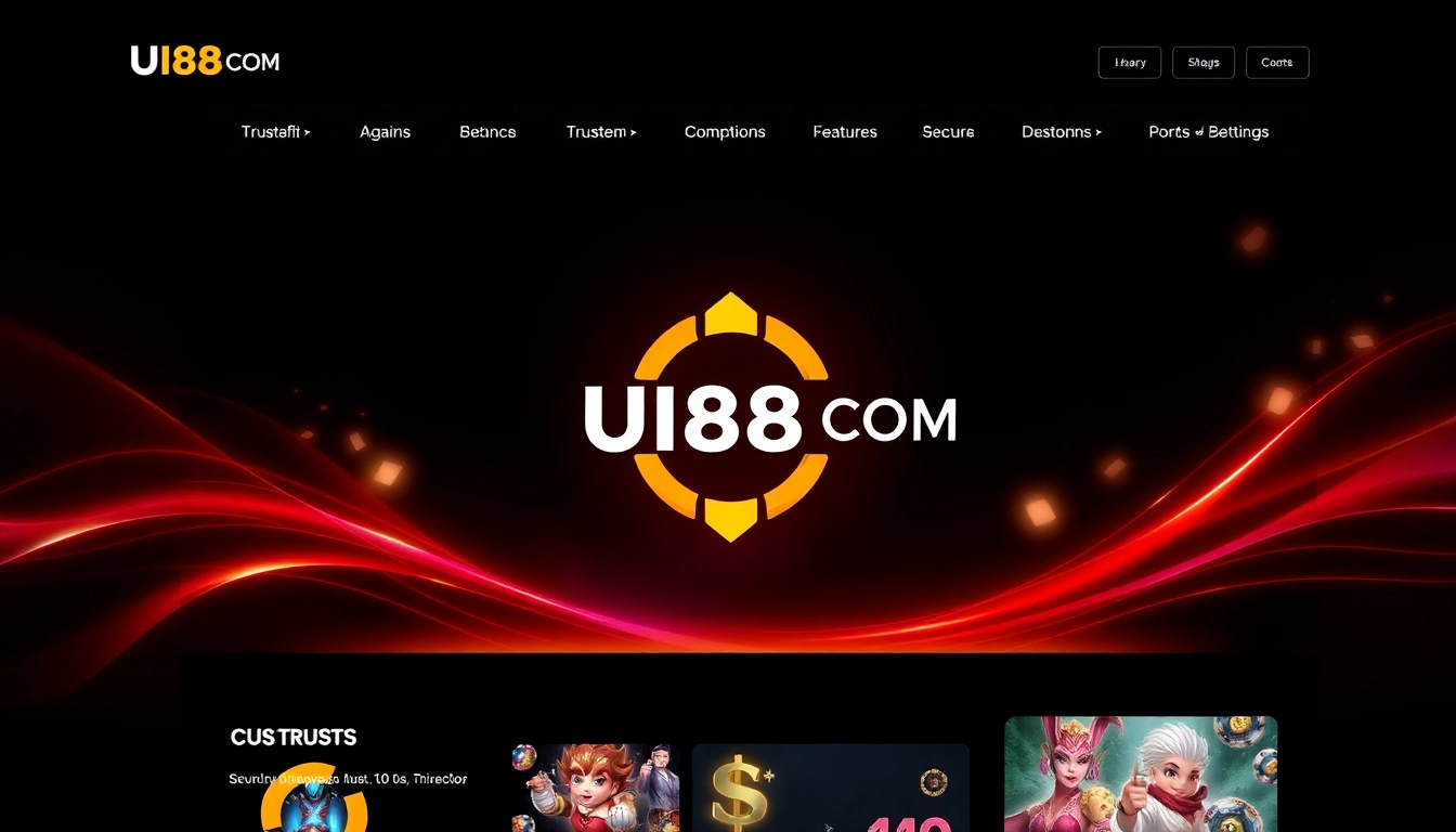 Secure online casino platform featuring UU88 COM branding, highlighting trusted gambling services with vibrant visuals and safety symbols for user confidence.