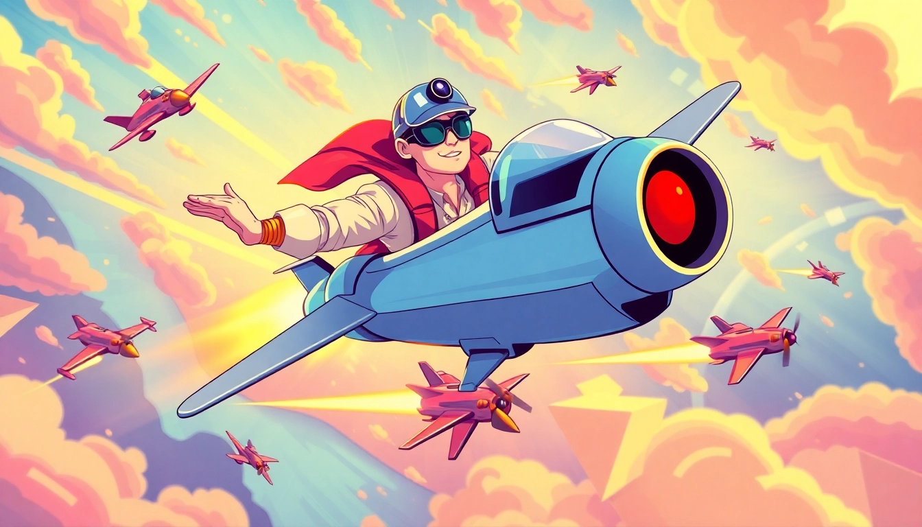 The Aviator Game features an aircraft piloting through colorful skies with multipliers and obstacles, showcasing its engaging gameplay.