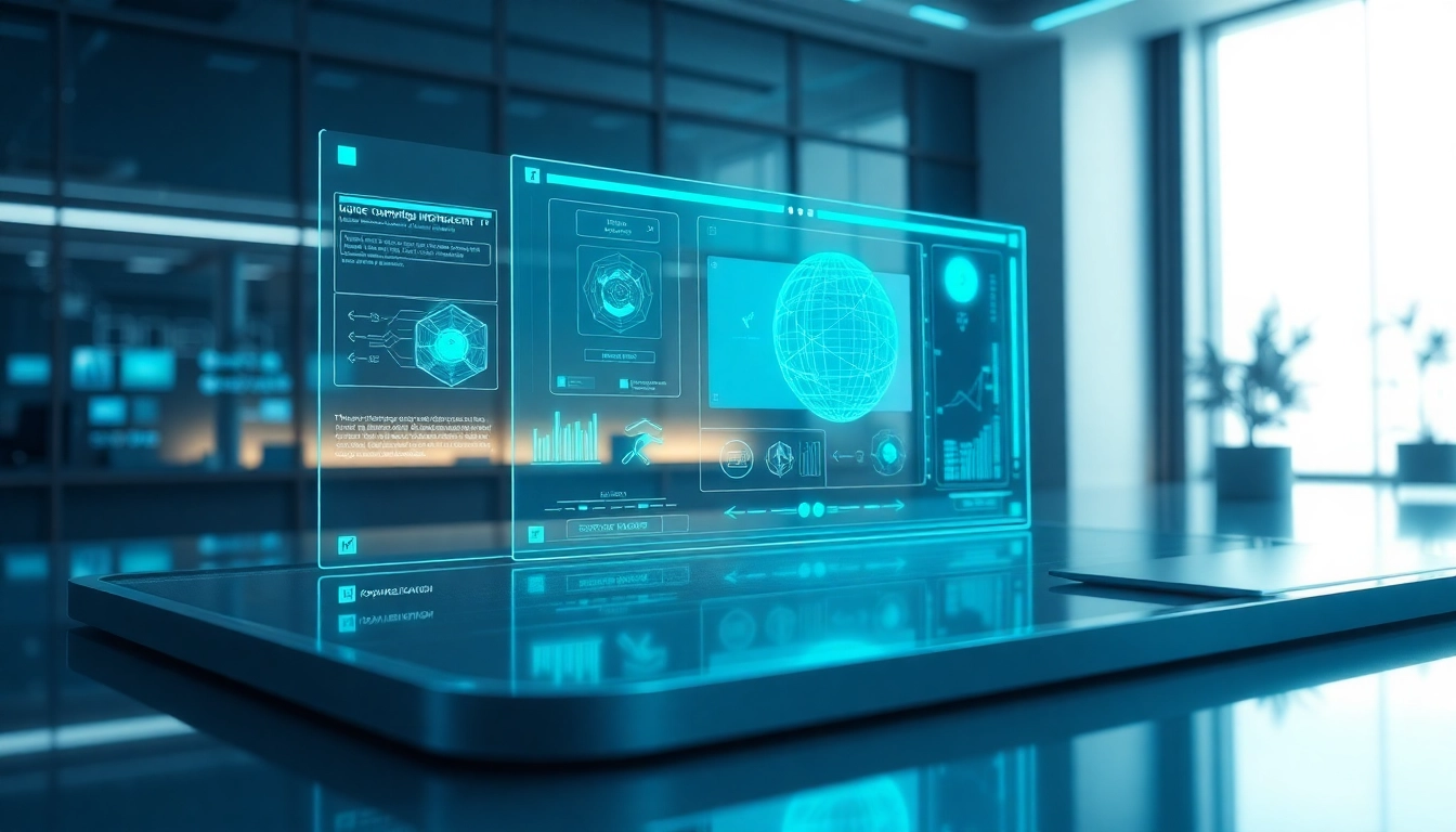 Futuristic AI workspace with holographic interface demonstrating advanced image editing capabilities