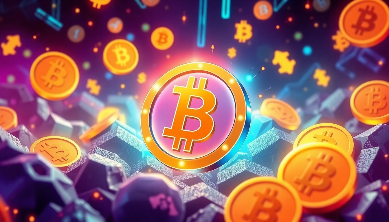 Dynamic memecoin trading scene with vibrant blockchain graphics and energetic visual cues for