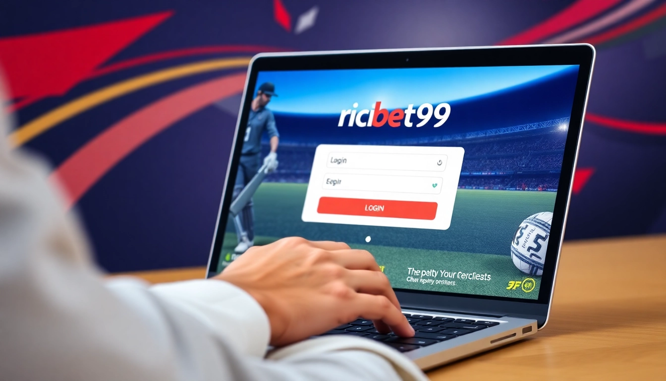 Secure Cricbet99 login process on device with cricket background emphasizing safety and ease of
