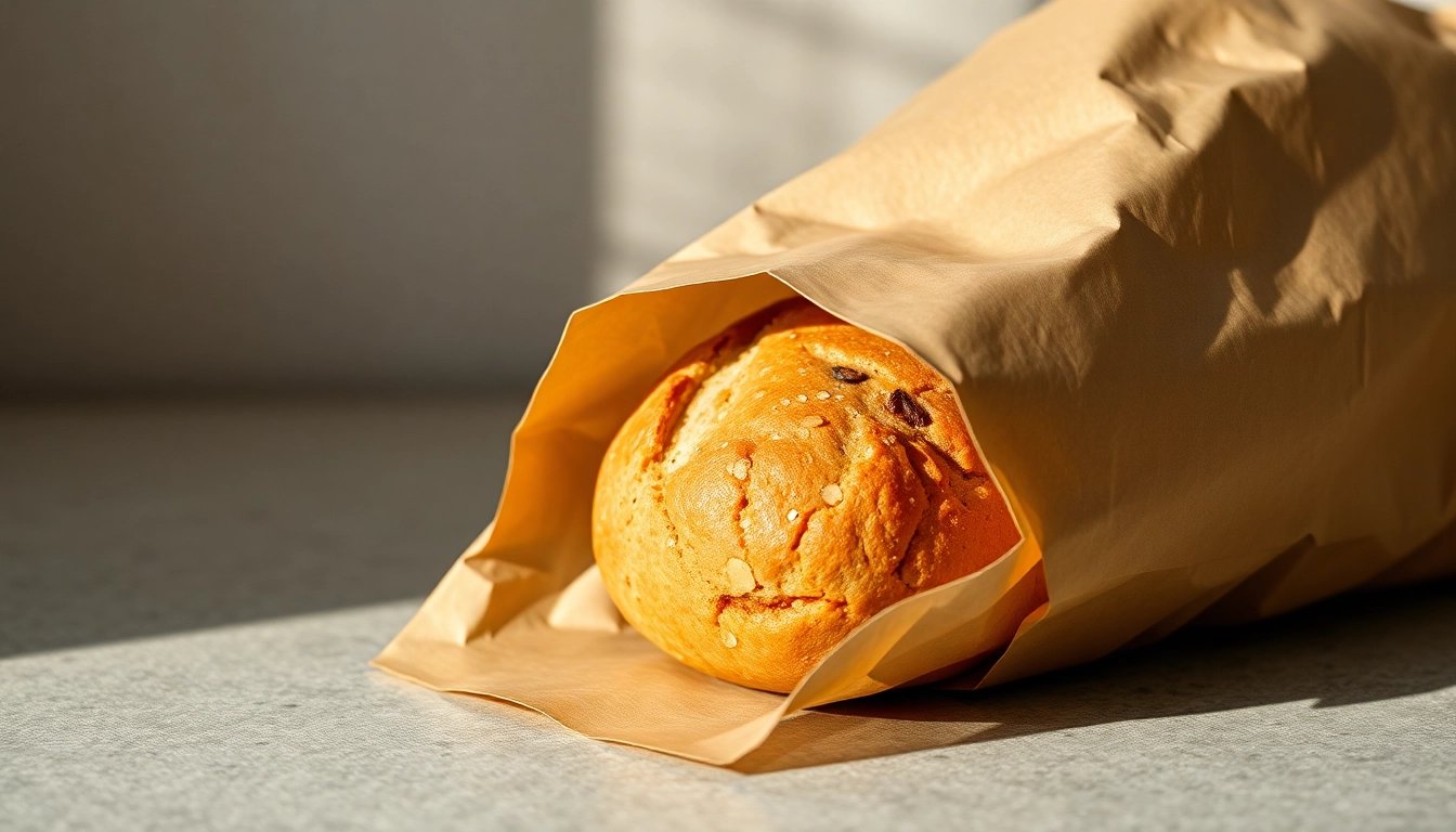 Elegant display of a torba papierowa used for bakery packaging, showcasing eco-friendly