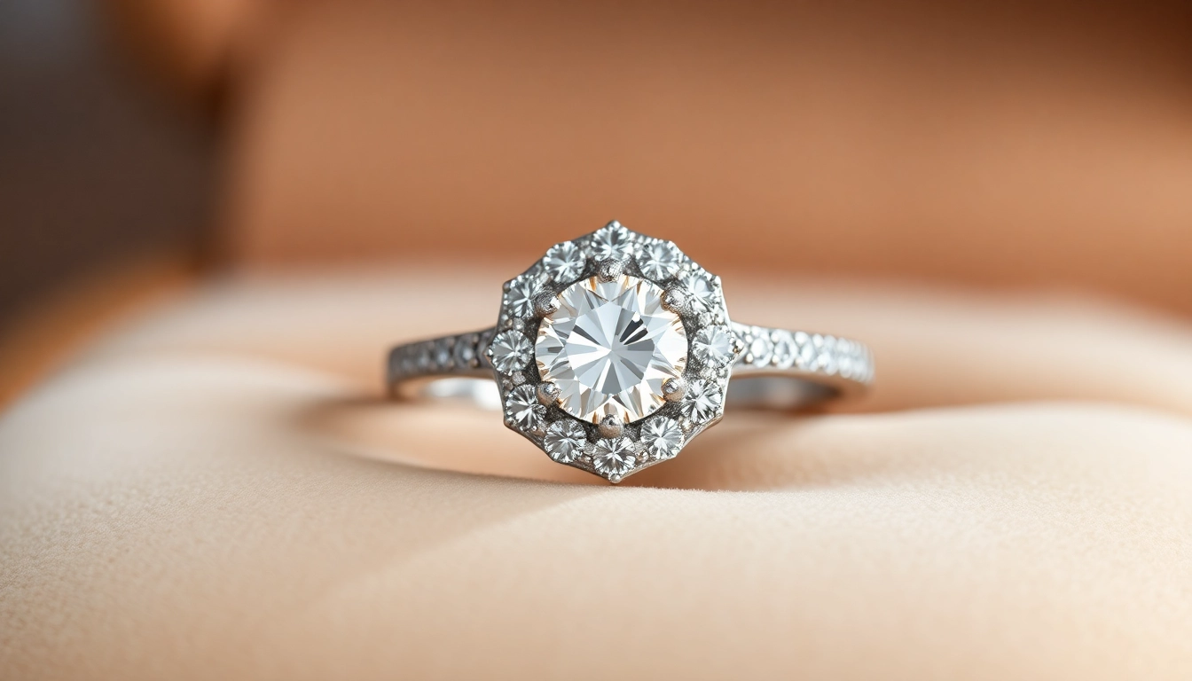 Halo suzadetuviu ziedas with sparkling diamonds and intricate design, ideal for engagement jewelry