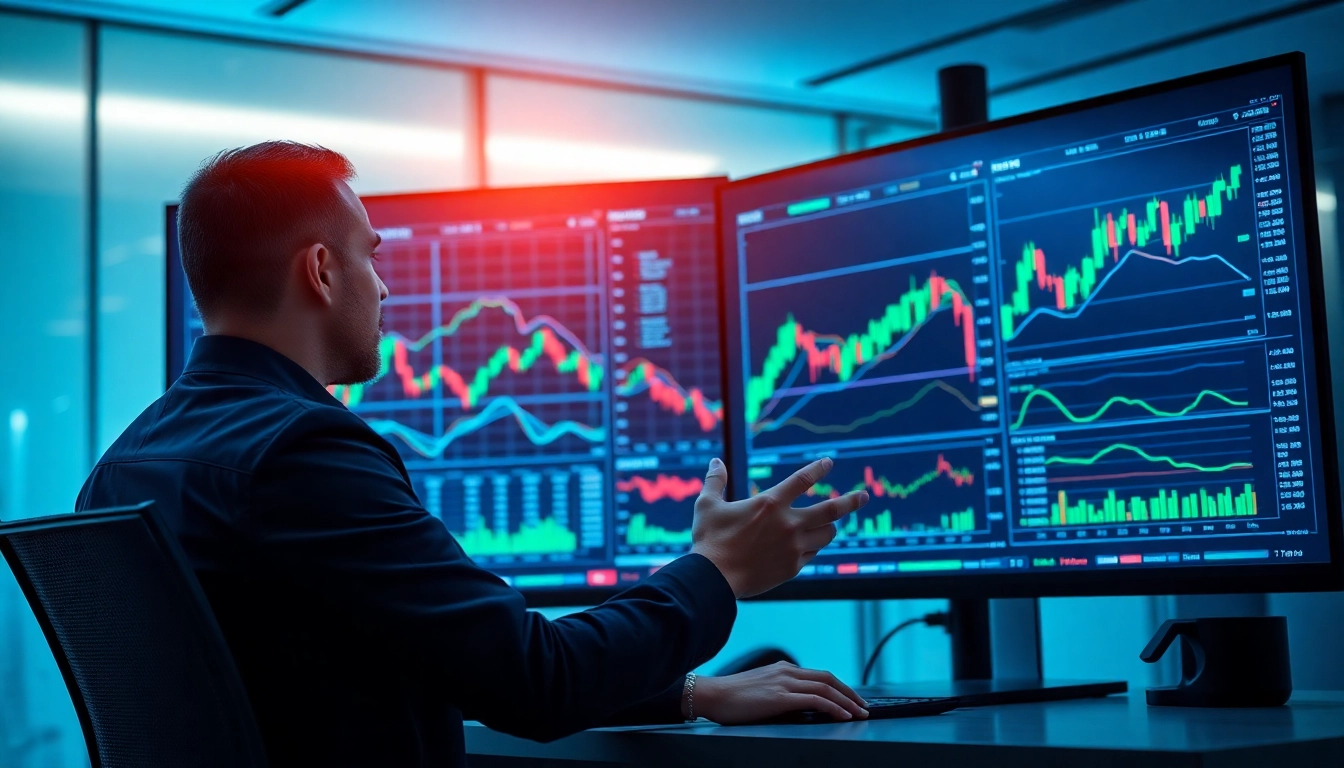 Trading view platform showing live stock and cryptocurrency charts with detailed analysis